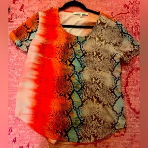 Lovers & Friends silk colorful snakeskin top SZ SMALL